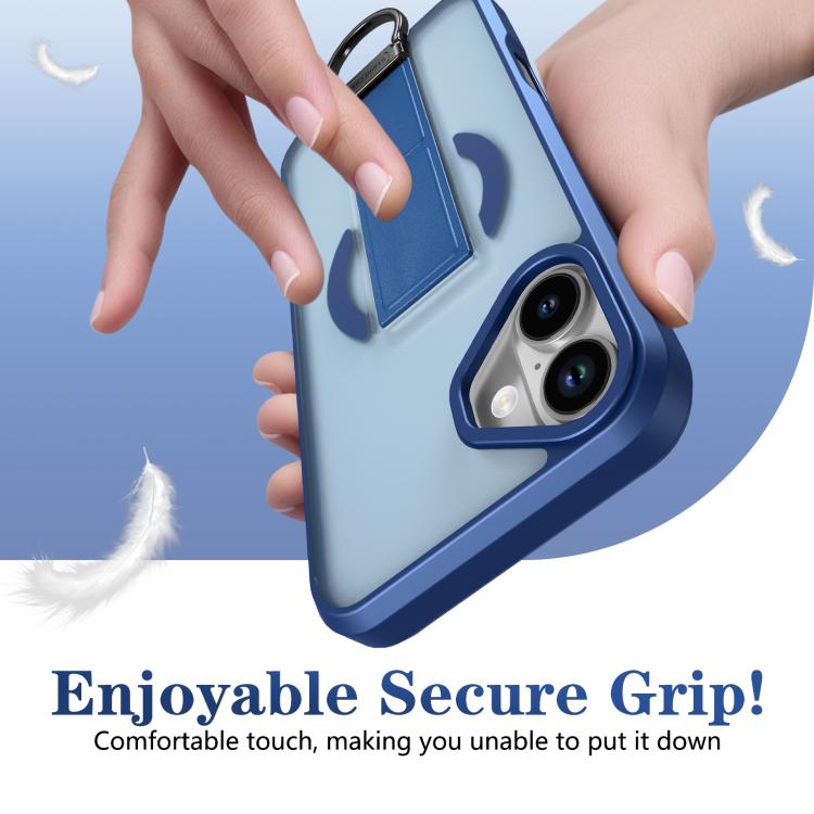For iPhone 16 Skin-Friendly D-Ring Holder Magnetic Shockproof Phone Case