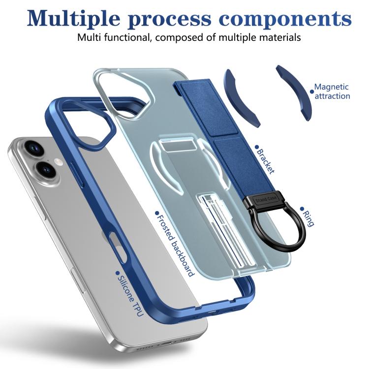 For iPhone 16 Skin-Friendly D-Ring Holder Magnetic Shockproof Phone Case