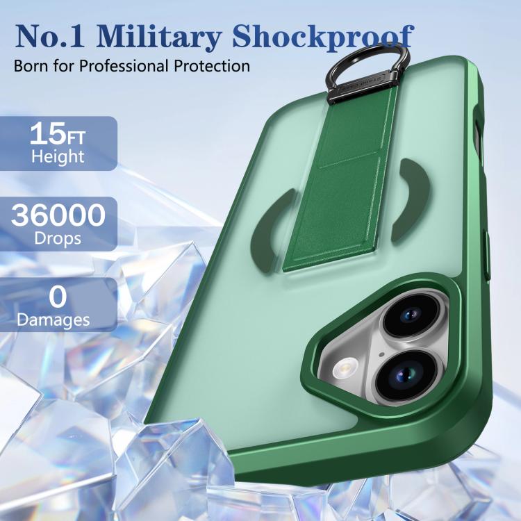 For iPhone 16 Skin-Friendly D-Ring Holder Magnetic Shockproof Phone Case