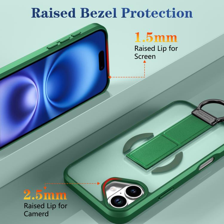 For iPhone 16 Skin-Friendly D-Ring Holder Magnetic Shockproof Phone Case