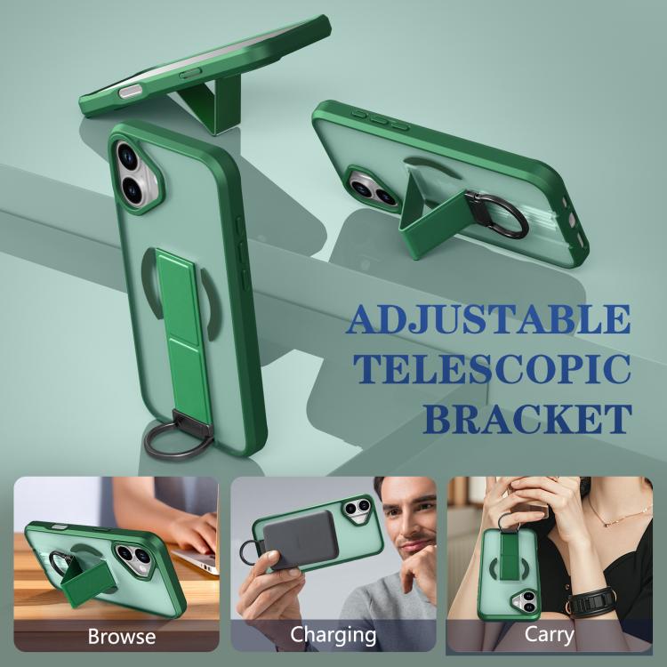 For iPhone 16 Skin-Friendly D-Ring Holder Magnetic Shockproof Phone Case