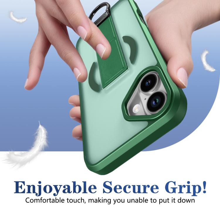 For iPhone 16 Skin-Friendly D-Ring Holder Magnetic Shockproof Phone Case