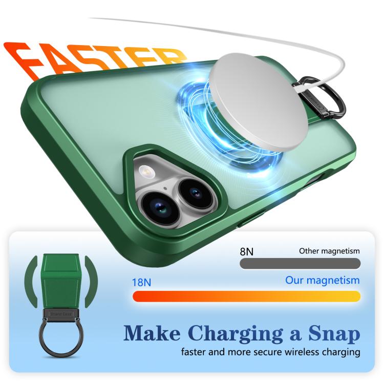 For iPhone 16 Skin-Friendly D-Ring Holder Magnetic Shockproof Phone Case