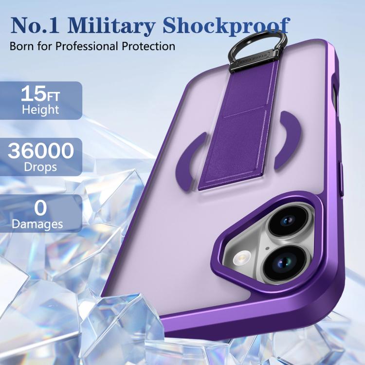 For iPhone 16 Skin-Friendly D-Ring Holder Magnetic Shockproof Phone Case