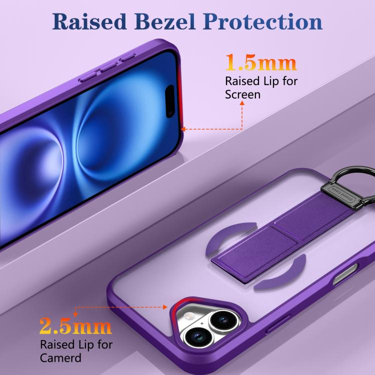 For iPhone 16 Skin-Friendly D-Ring Holder Magnetic Shockproof Phone Case
