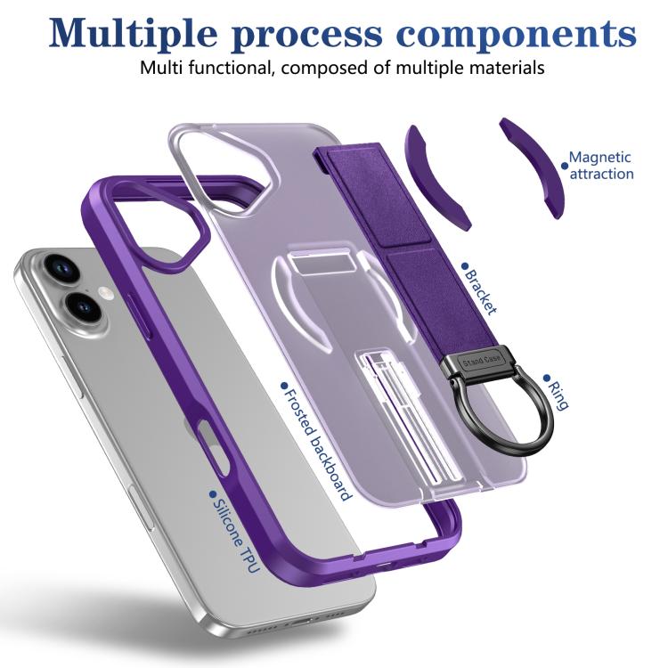 For iPhone 16 Skin-Friendly D-Ring Holder Magnetic Shockproof Phone Case
