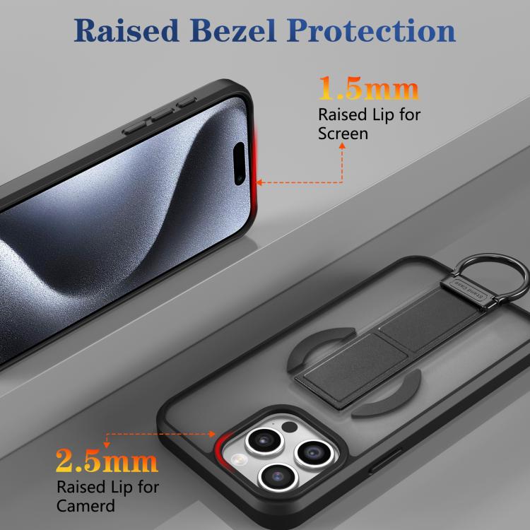For iPhone 15 Pro Max Skin-Friendly D-Ring Holder Magnetic Shockproof Phone Case