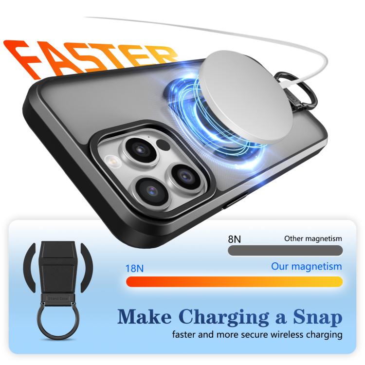For iPhone 15 Pro Max Skin-Friendly D-Ring Holder Magnetic Shockproof Phone Case