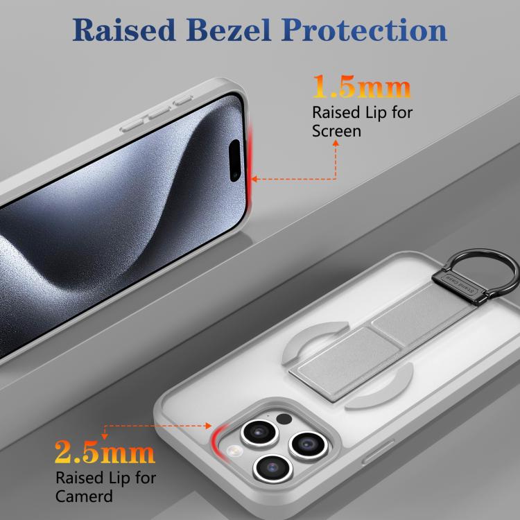 For iPhone 15 Pro Max Skin-Friendly D-Ring Holder Magnetic Shockproof Phone Case