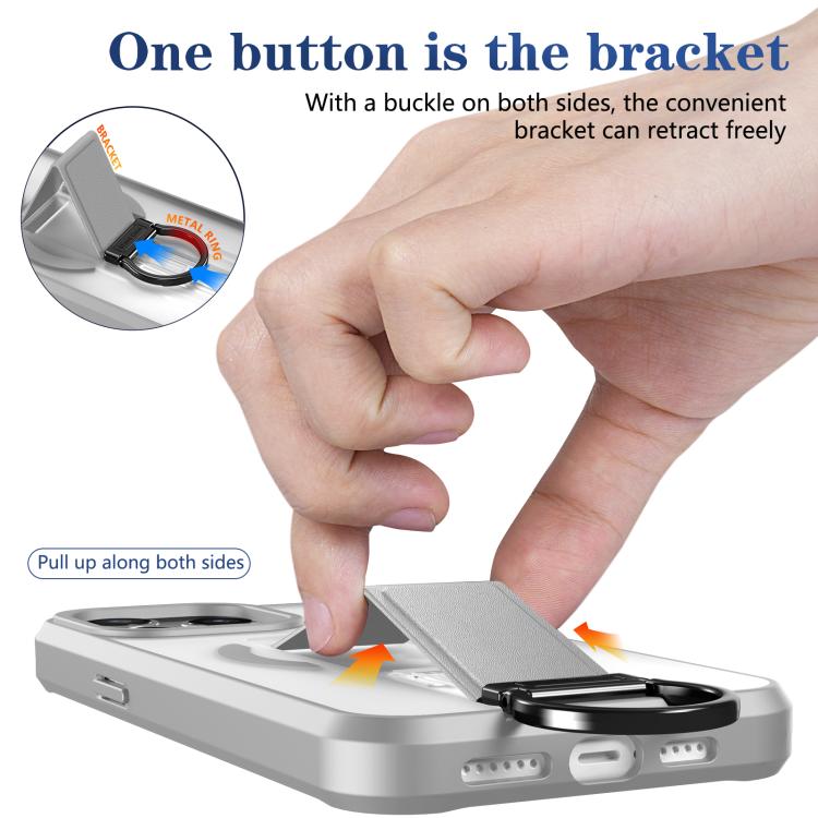 For iPhone 15 Pro Max Skin-Friendly D-Ring Holder Magnetic Shockproof Phone Case