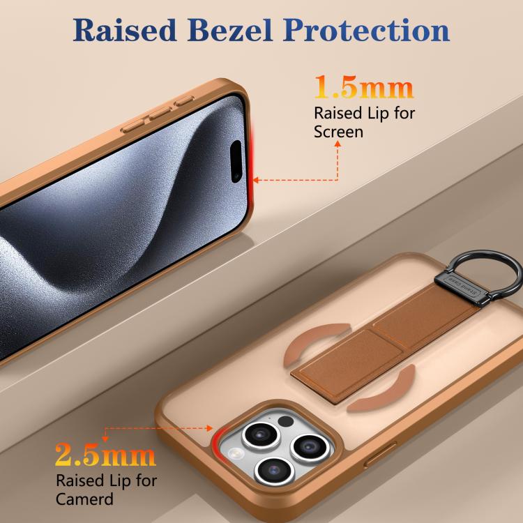 For iPhone 15 Pro Max Skin-Friendly D-Ring Holder Magnetic Shockproof Phone Case