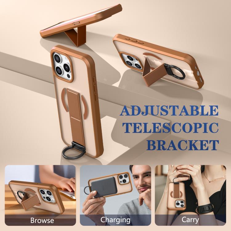 For iPhone 15 Pro Max Skin-Friendly D-Ring Holder Magnetic Shockproof Phone Case