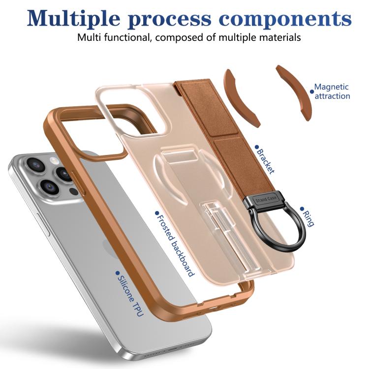 For iPhone 15 Pro Max Skin-Friendly D-Ring Holder Magnetic Shockproof Phone Case