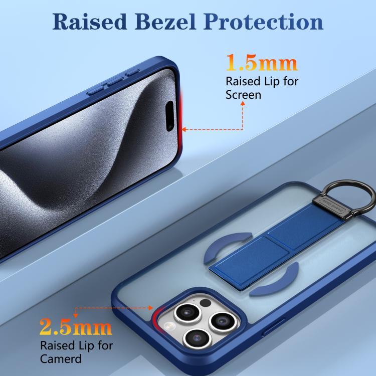 For iPhone 15 Pro Max Skin-Friendly D-Ring Holder Magnetic Shockproof Phone Case