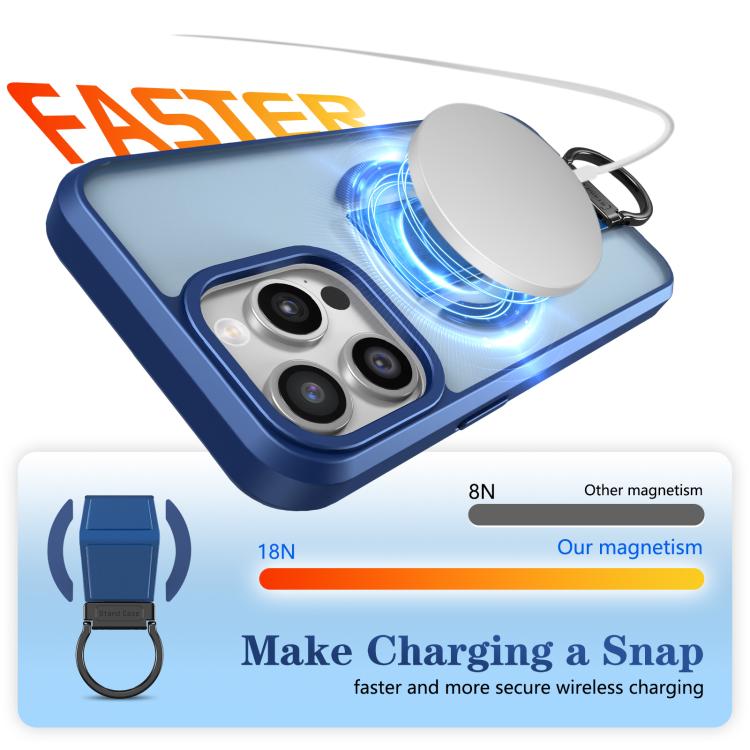 For iPhone 15 Pro Max Skin-Friendly D-Ring Holder Magnetic Shockproof Phone Case