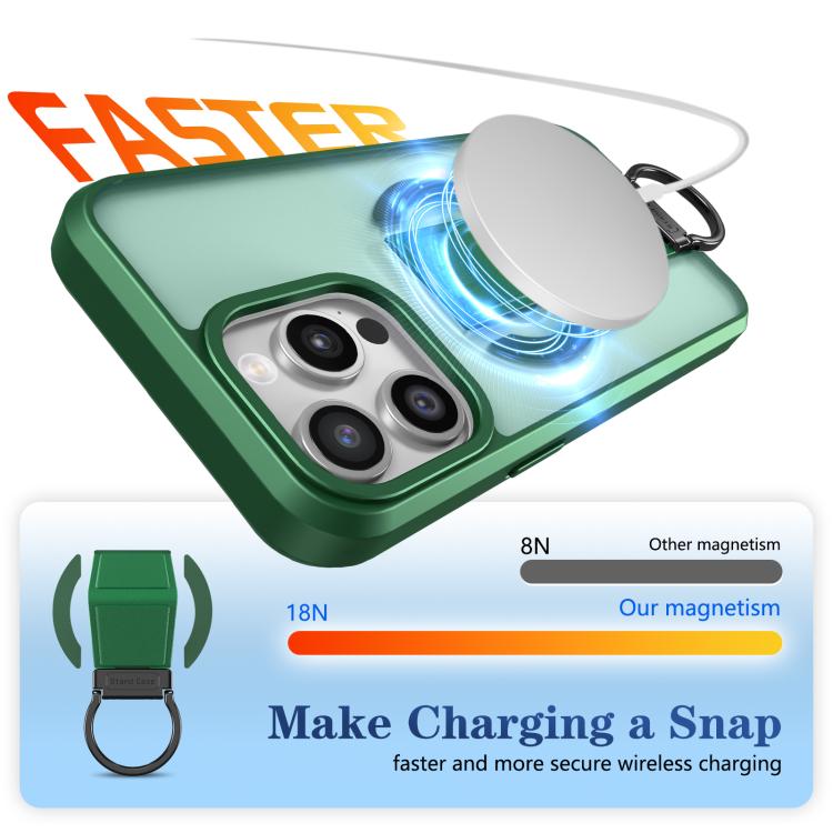 For iPhone 15 Pro Max Skin-Friendly D-Ring Holder Magnetic Shockproof Phone Case
