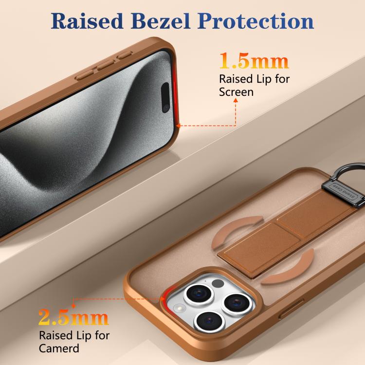 For iPhone 15 Pro Skin-Friendly D-Ring Holder Magnetic Shockproof Phone Case