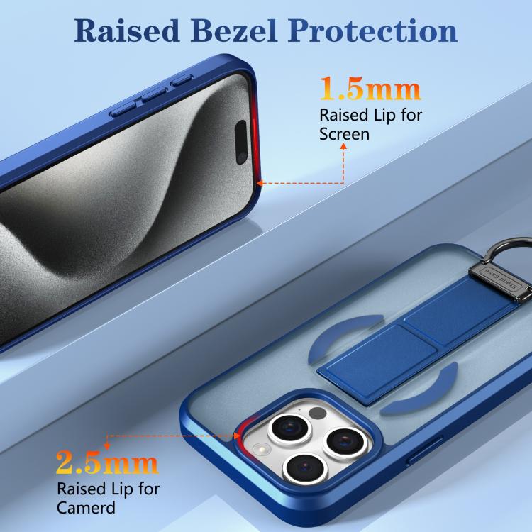 For iPhone 15 Pro Skin-Friendly D-Ring Holder Magnetic Shockproof Phone Case