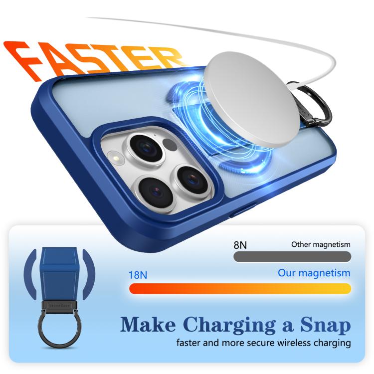 For iPhone 15 Pro Skin-Friendly D-Ring Holder Magnetic Shockproof Phone Case