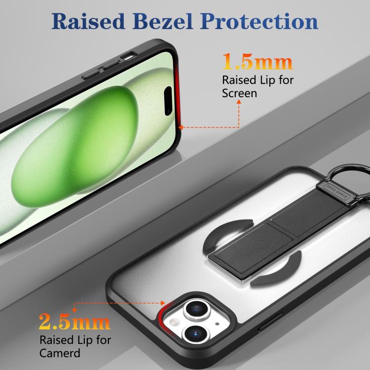 For iPhone 15 Plus Skin-Friendly D-Ring Holder Magnetic Shockproof Phone Case