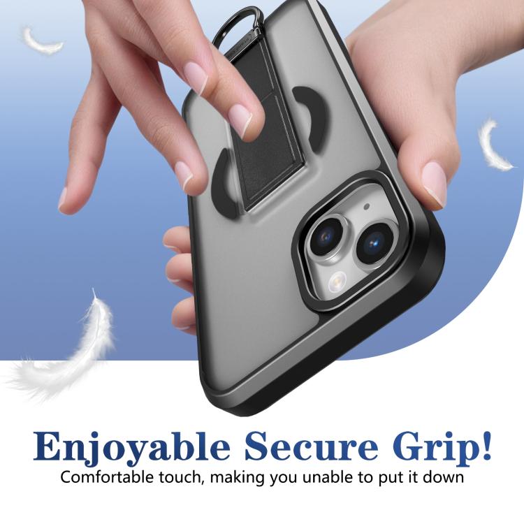 For iPhone 15 Plus Skin-Friendly D-Ring Holder Magnetic Shockproof Phone Case