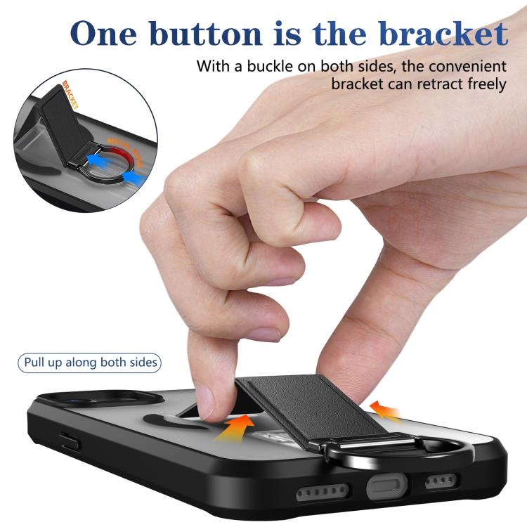 For iPhone 15 Plus Skin-Friendly D-Ring Holder Magnetic Shockproof Phone Case