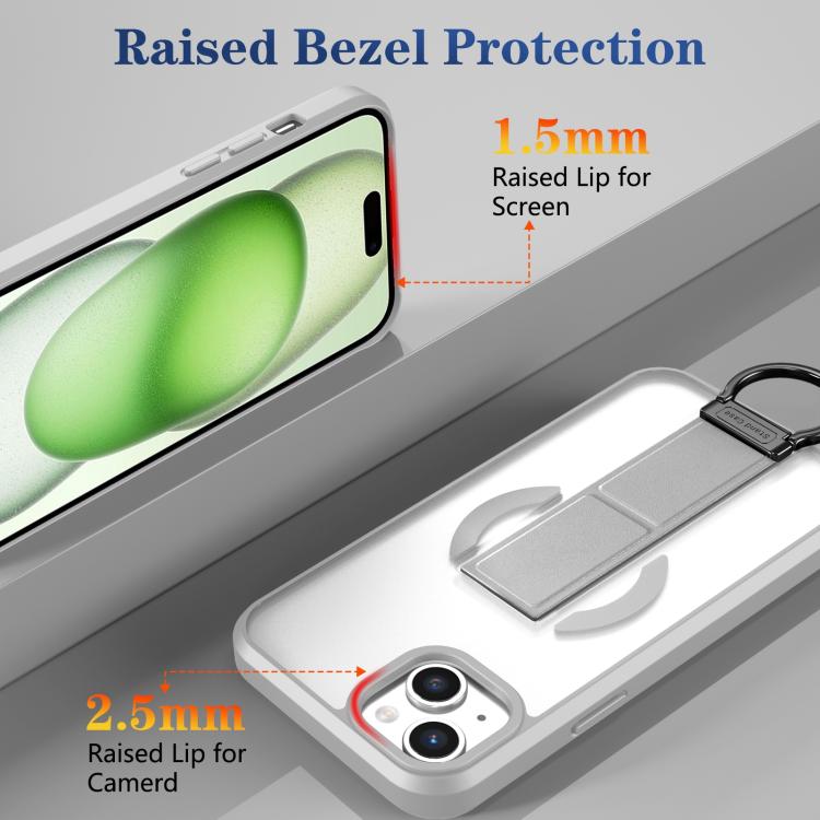 For iPhone 15 Plus Skin-Friendly D-Ring Holder Magnetic Shockproof Phone Case