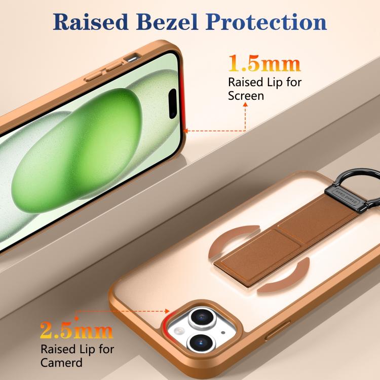 For iPhone 15 Plus Skin-Friendly D-Ring Holder Magnetic Shockproof Phone Case