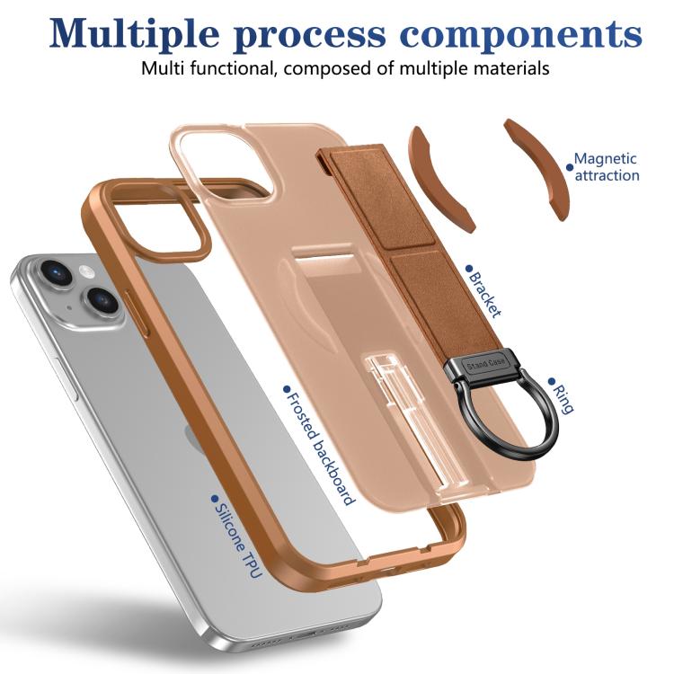 For iPhone 15 Plus Skin-Friendly D-Ring Holder Magnetic Shockproof Phone Case