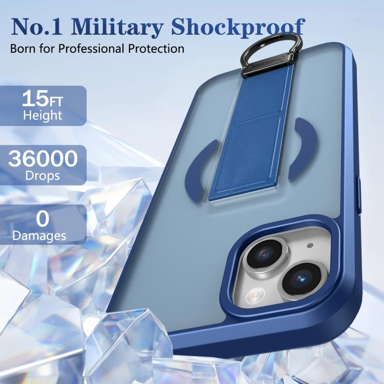 For iPhone 15 Plus Skin-Friendly D-Ring Holder Magnetic Shockproof Phone Case