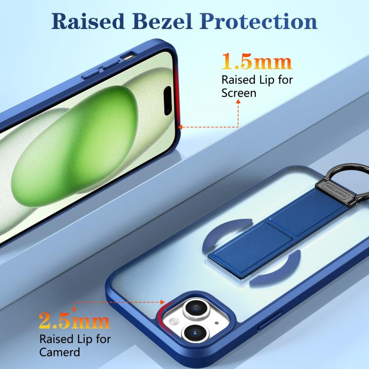 For iPhone 15 Plus Skin-Friendly D-Ring Holder Magnetic Shockproof Phone Case