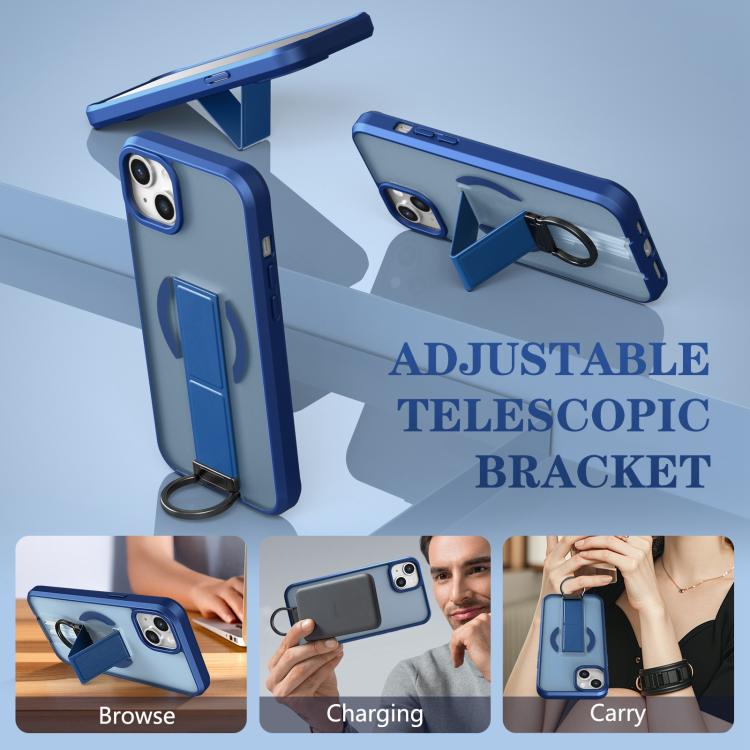 For iPhone 15 Plus Skin-Friendly D-Ring Holder Magnetic Shockproof Phone Case