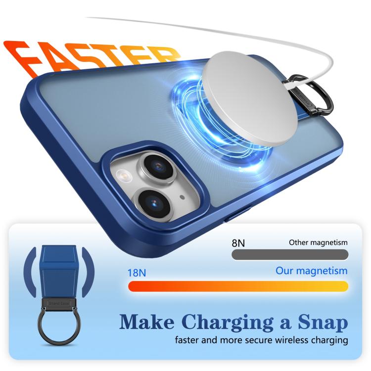 For iPhone 15 Plus Skin-Friendly D-Ring Holder Magnetic Shockproof Phone Case