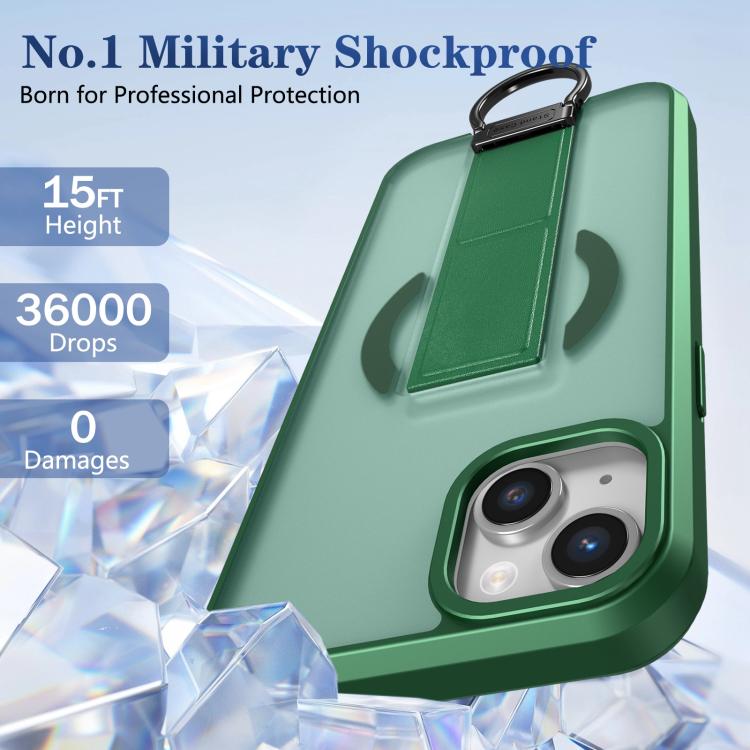 For iPhone 15 Plus Skin-Friendly D-Ring Holder Magnetic Shockproof Phone Case