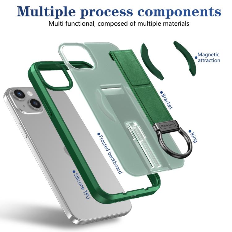 For iPhone 15 Plus Skin-Friendly D-Ring Holder Magnetic Shockproof Phone Case