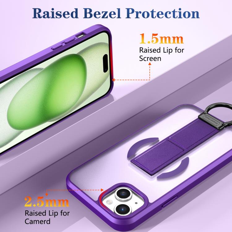 For iPhone 15 Plus Skin-Friendly D-Ring Holder Magnetic Shockproof Phone Case