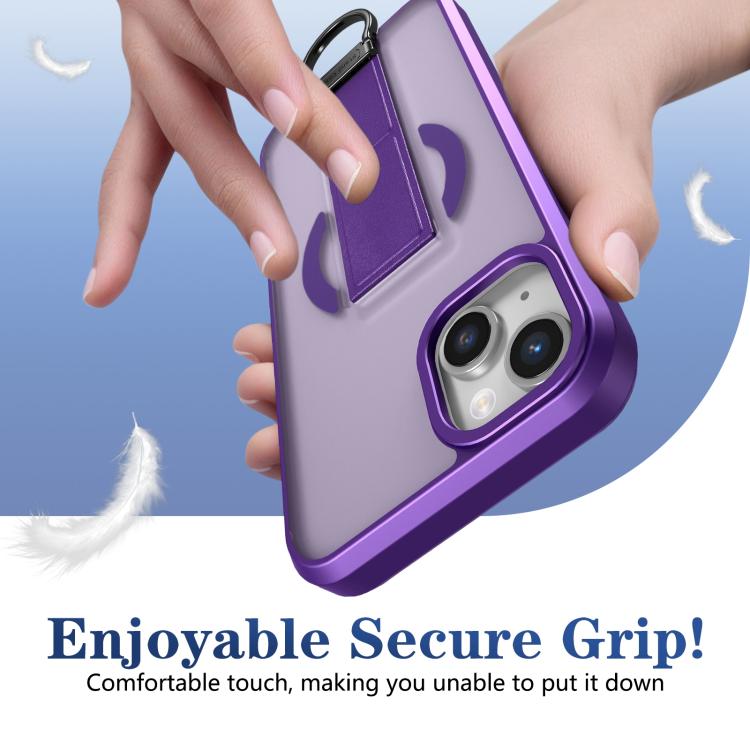 For iPhone 15 Plus Skin-Friendly D-Ring Holder Magnetic Shockproof Phone Case