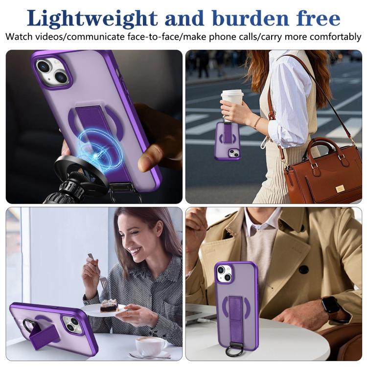 For iPhone 15 Plus Skin-Friendly D-Ring Holder Magnetic Shockproof Phone Case