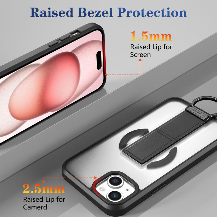 For iPhone 15 Skin-Friendly D-Ring Holder Magnetic Shockproof Phone Case