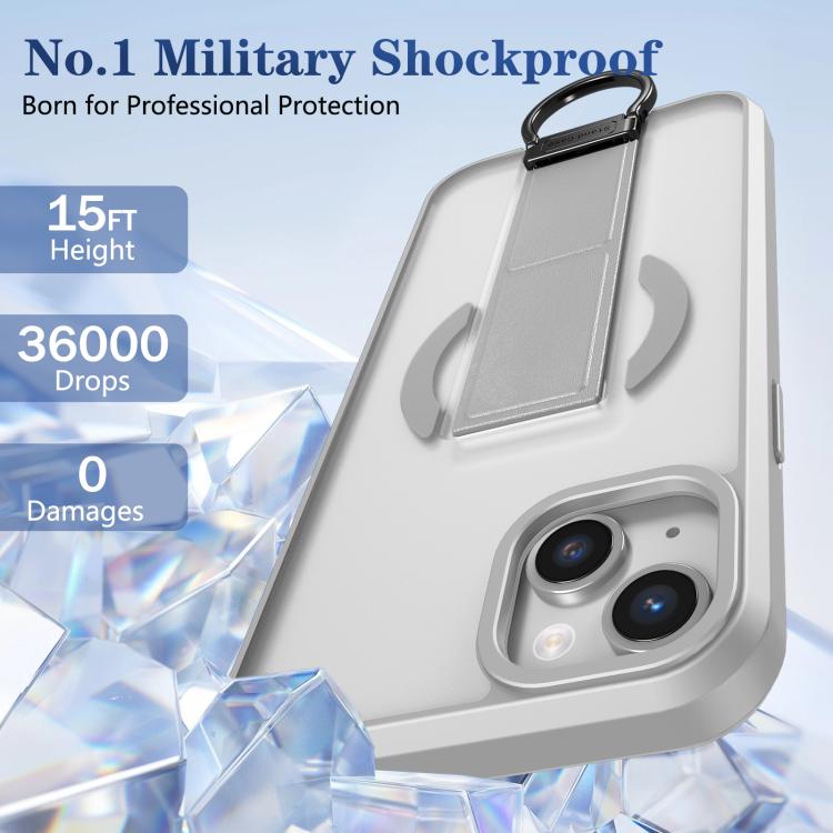 For iPhone 15 Skin-Friendly D-Ring Holder Magnetic Shockproof Phone Case