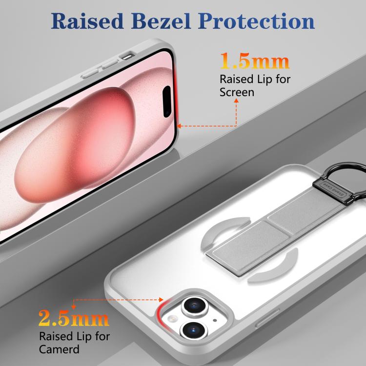 For iPhone 15 Skin-Friendly D-Ring Holder Magnetic Shockproof Phone Case