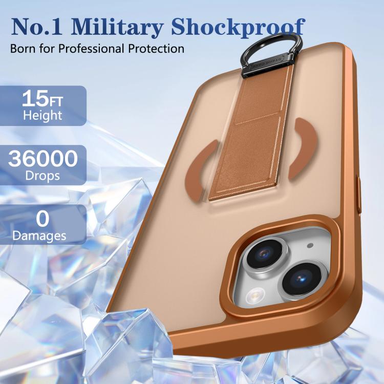 For iPhone 15 Skin-Friendly D-Ring Holder Magnetic Shockproof Phone Case