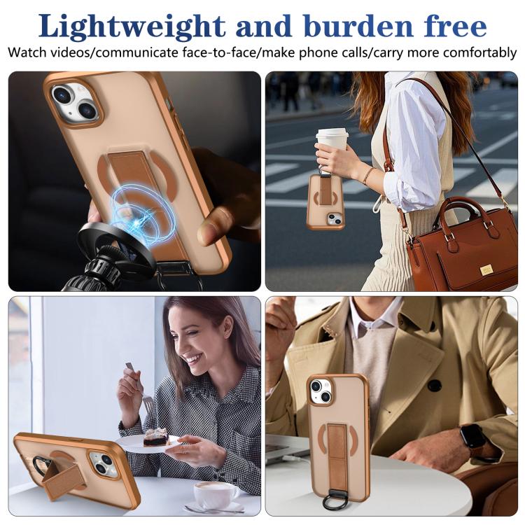 For iPhone 15 Skin-Friendly D-Ring Holder Magnetic Shockproof Phone Case