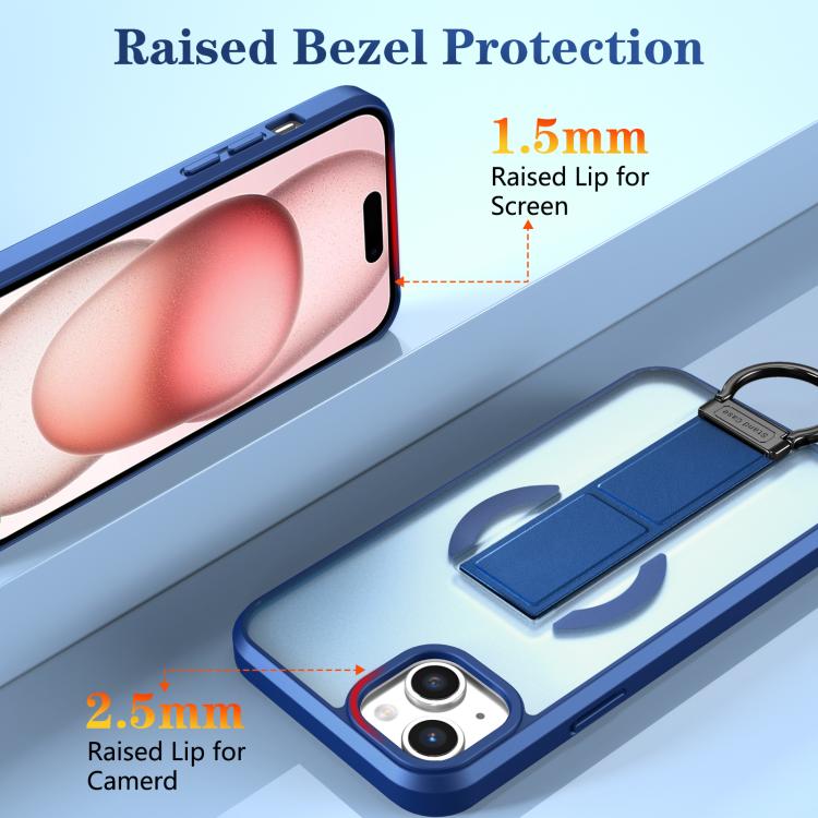 For iPhone 15 Skin-Friendly D-Ring Holder Magnetic Shockproof Phone Case