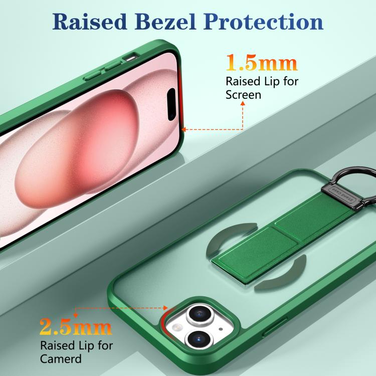 For iPhone 15 Skin-Friendly D-Ring Holder Magnetic Shockproof Phone Case
