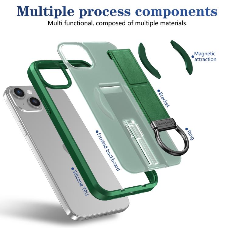 For iPhone 15 Skin-Friendly D-Ring Holder Magnetic Shockproof Phone Case