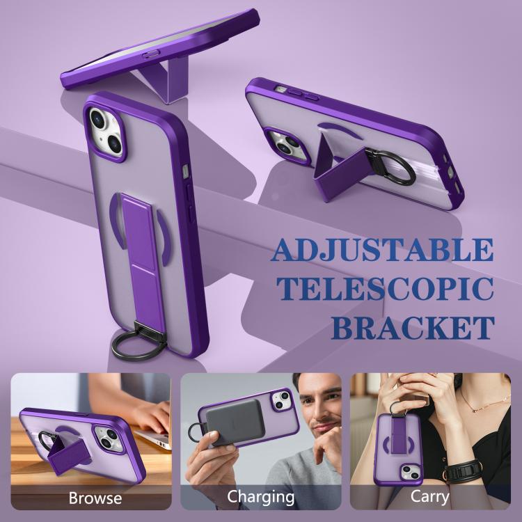 For iPhone 15 Skin-Friendly D-Ring Holder Magnetic Shockproof Phone Case