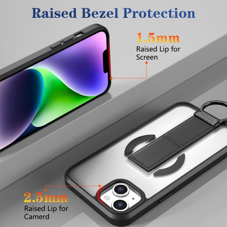 For iPhone 14 Plus Skin-Friendly D-Ring Holder Magnetic Shockproof Phone Case