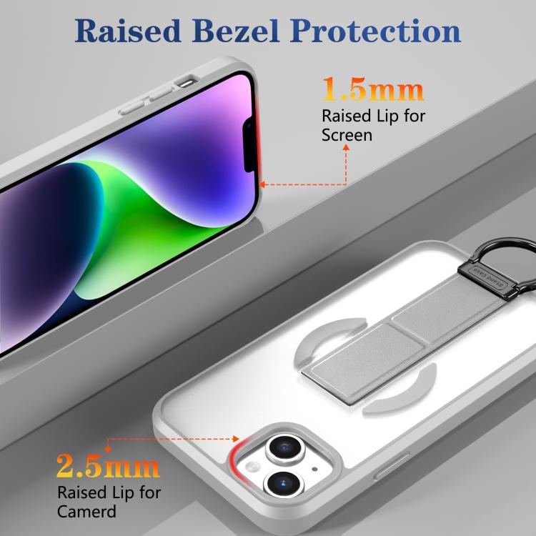 For iPhone 14 Plus Skin-Friendly D-Ring Holder Magnetic Shockproof Phone Case