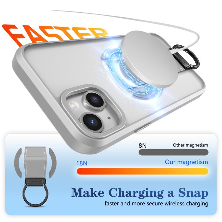 For iPhone 14 Plus Skin-Friendly D-Ring Holder Magnetic Shockproof Phone Case